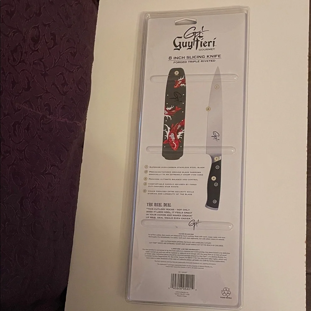 Guy Fieri Gourmet 8-Inch Slicing Knife with bonus blade cover